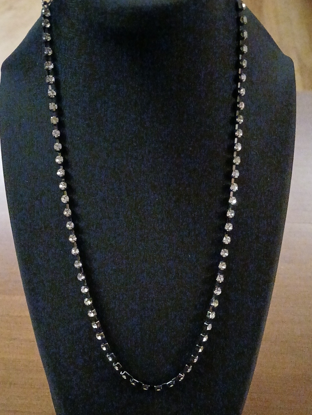 Crystal Station Necklace - Black and Silver